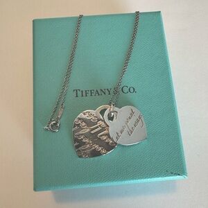 Tiffany and Co. 16 inch sterling silver double heart I love you necklace